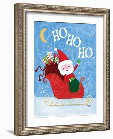 Santa Sleigh-Teresa Woo-Framed Art Print