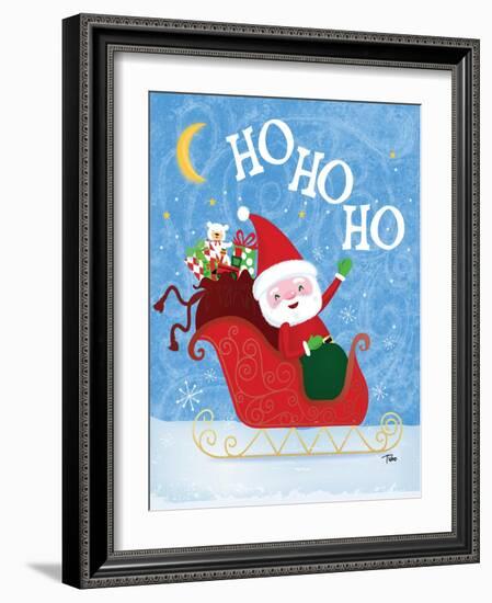 Santa Sleigh-Teresa Woo-Framed Art Print