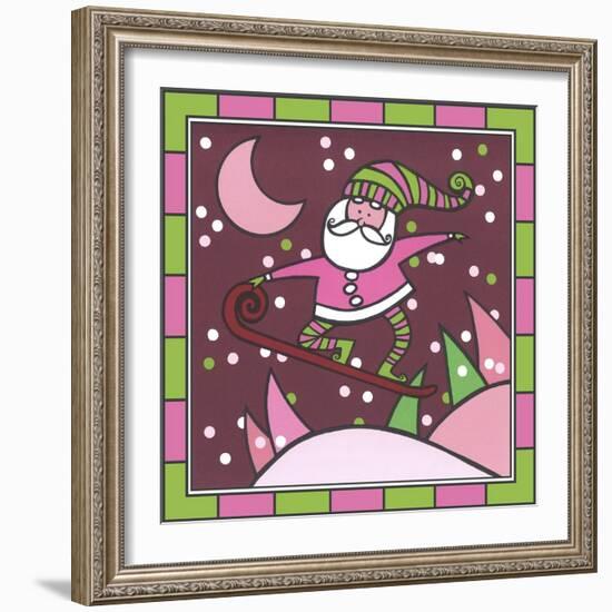 Santa Snowboard 1-Denny Driver-Framed Giclee Print