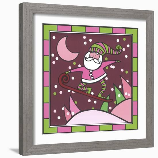 Santa Snowboard 1-Denny Driver-Framed Giclee Print