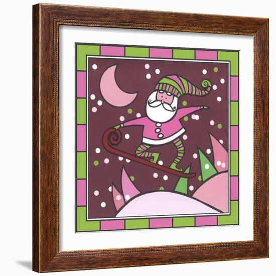 Santa Snowboard 1-Denny Driver-Framed Giclee Print