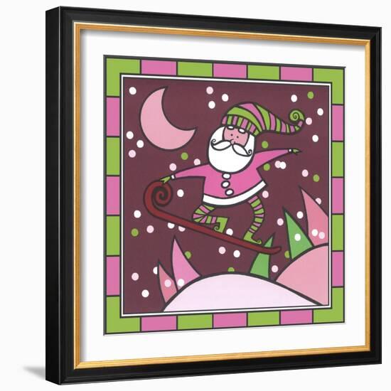 Santa Snowboard 1-Denny Driver-Framed Giclee Print