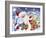 Santa, Snowman and Reindeer Reading Letter-MAKIKO-Framed Giclee Print