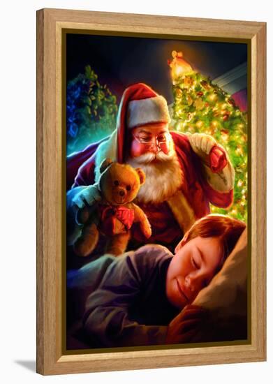 Santa Teddy Bear-JJ Brando-Framed Stretched Canvas