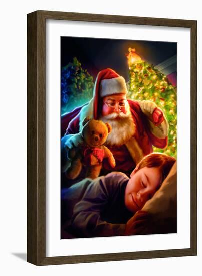 Santa Teddy Bear-JJ Brando-Framed Art Print