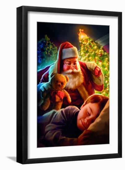 Santa Teddy Bear-JJ Brando-Framed Art Print