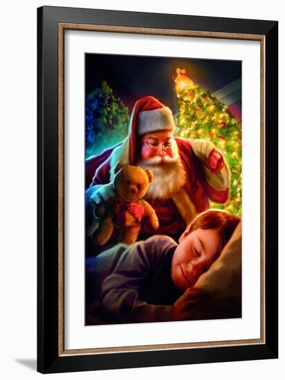 Santa Teddy Bear-JJ Brando-Framed Art Print