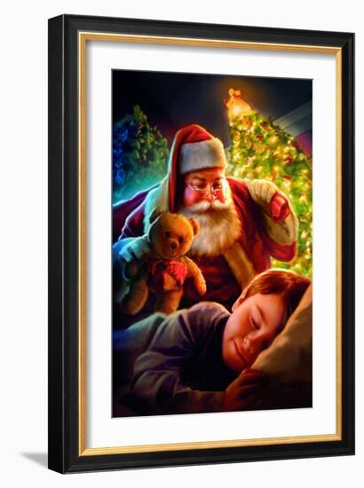 Santa Teddy Bear-JJ Brando-Framed Art Print