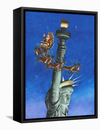 Santa Visits Lady Liberty-Ben Otero-Framed Premier Image Canvas