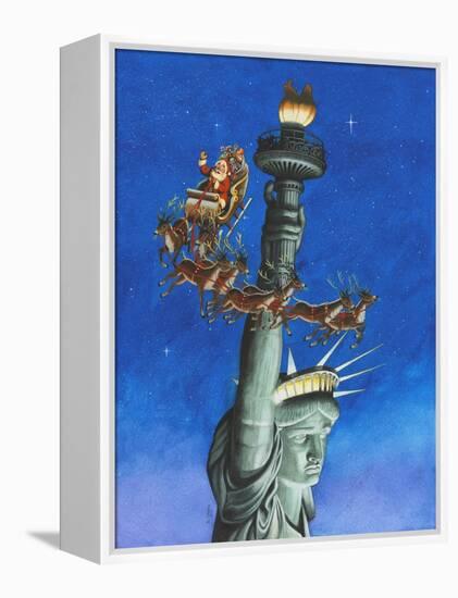 Santa Visits Lady Liberty-Ben Otero-Framed Premier Image Canvas