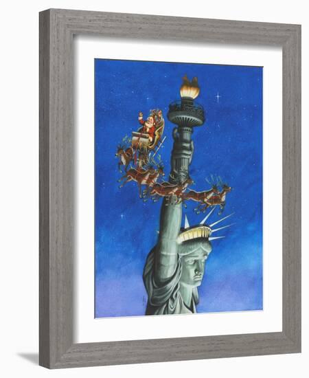 Santa Visits Lady Liberty-Ben Otero-Framed Giclee Print