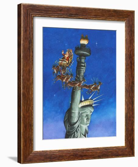 Santa Visits Lady Liberty-Ben Otero-Framed Giclee Print