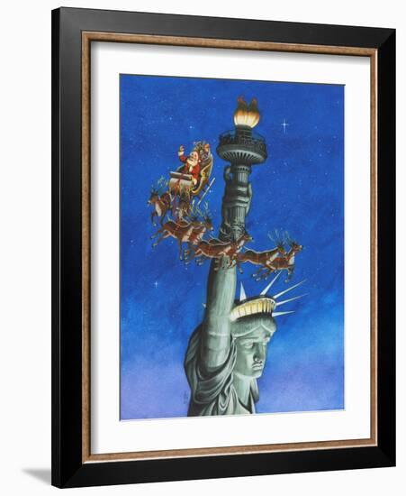 Santa Visits Lady Liberty-Ben Otero-Framed Giclee Print