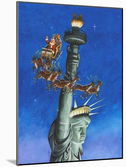 Santa Visits Lady Liberty-Ben Otero-Mounted Giclee Print