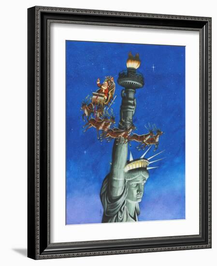 Santa Visits Lady Liberty-Ben Otero-Framed Giclee Print