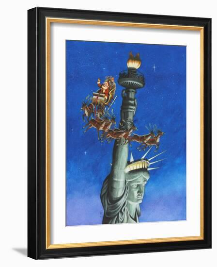 Santa Visits Lady Liberty-Ben Otero-Framed Giclee Print