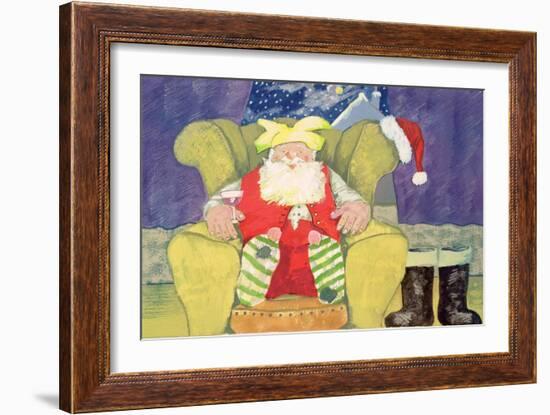 Santa Warming His Toes-David Cooke-Framed Giclee Print