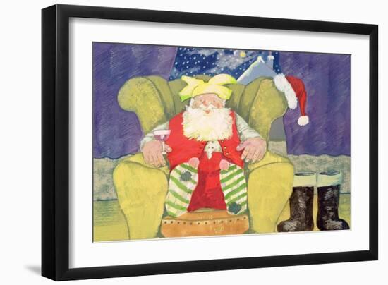 Santa Warming His Toes-David Cooke-Framed Giclee Print