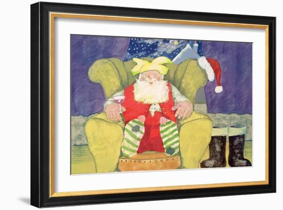 Santa Warming His Toes-David Cooke-Framed Giclee Print