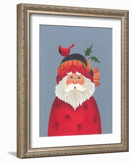 Santa with a Cardinal on His Hat-Beverly Johnston-Framed Giclee Print