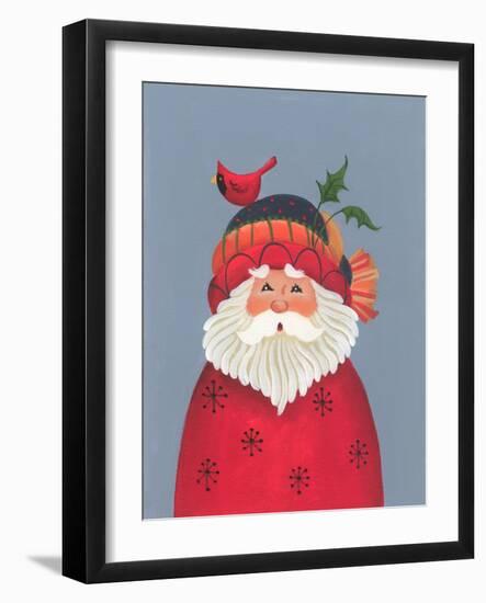 Santa with a Cardinal on His Hat-Beverly Johnston-Framed Giclee Print