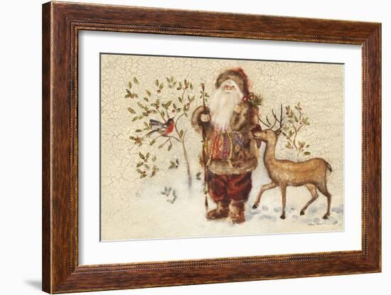 Santa with Deer-Cheri Blum-Framed Art Print