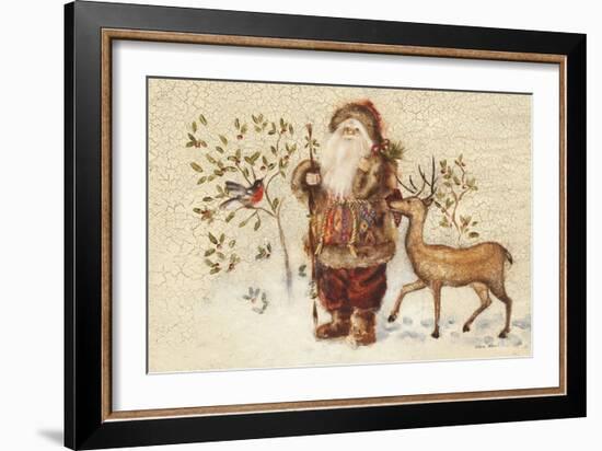 Santa with Deer-Cheri Blum-Framed Art Print