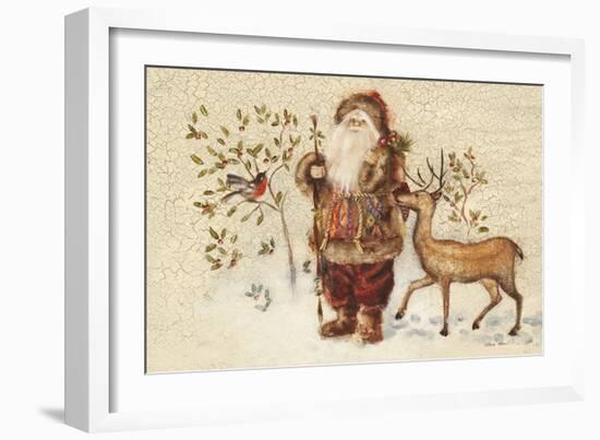 Santa with Deer-Cheri Blum-Framed Art Print