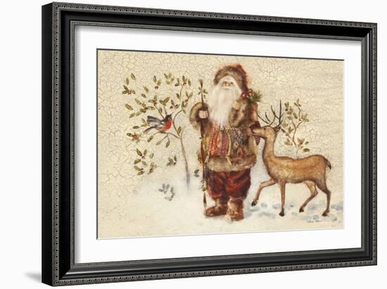 Santa with Deer-Cheri Blum-Framed Art Print