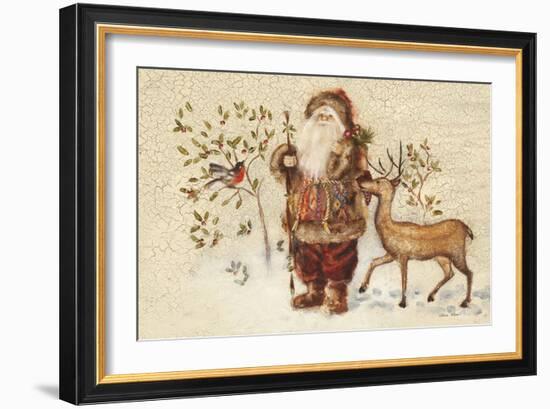 Santa with Deer-Cheri Blum-Framed Art Print