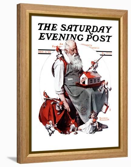 "Santa with Elves" Saturday Evening Post Cover, December 2,1922-Norman Rockwell-Framed Premier Image Canvas