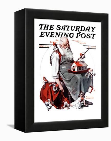 "Santa with Elves" Saturday Evening Post Cover, December 2,1922-Norman Rockwell-Framed Premier Image Canvas