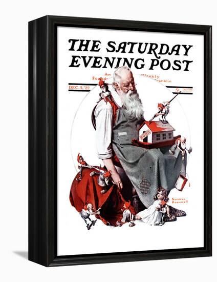 "Santa with Elves" Saturday Evening Post Cover, December 2,1922-Norman Rockwell-Framed Premier Image Canvas