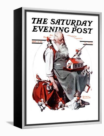 "Santa with Elves" Saturday Evening Post Cover, December 2,1922-Norman Rockwell-Framed Premier Image Canvas