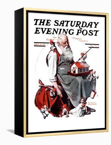"Santa with Elves" Saturday Evening Post Cover, December 2,1922-Norman Rockwell-Framed Premier Image Canvas