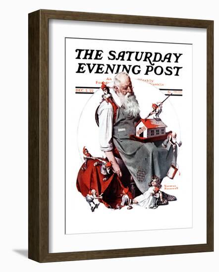 "Santa with Elves" Saturday Evening Post Cover, December 2,1922-Norman Rockwell-Framed Giclee Print