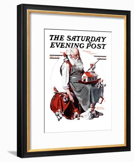 "Santa with Elves" Saturday Evening Post Cover, December 2,1922-Norman Rockwell-Framed Giclee Print