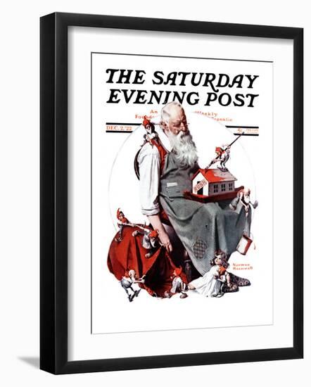 "Santa with Elves" Saturday Evening Post Cover, December 2,1922-Norman Rockwell-Framed Giclee Print