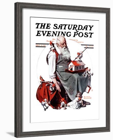 "Santa with Elves" Saturday Evening Post Cover, December 2,1922-Norman Rockwell-Framed Giclee Print