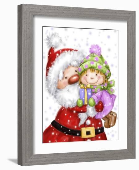 Santa With Girl-MAKIKO-Framed Giclee Print