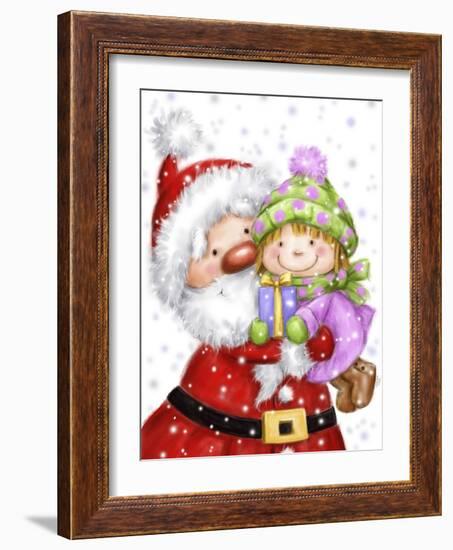 Santa With Girl-MAKIKO-Framed Giclee Print