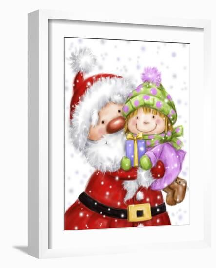 Santa With Girl-MAKIKO-Framed Giclee Print