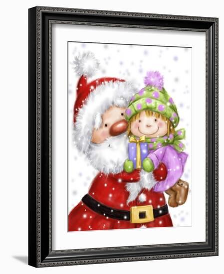 Santa With Girl-MAKIKO-Framed Giclee Print