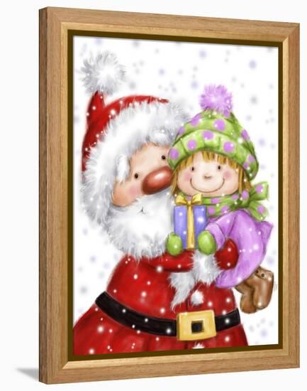 Santa With Girl-MAKIKO-Framed Premier Image Canvas