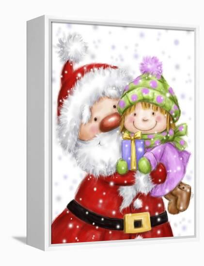 Santa With Girl-MAKIKO-Framed Premier Image Canvas