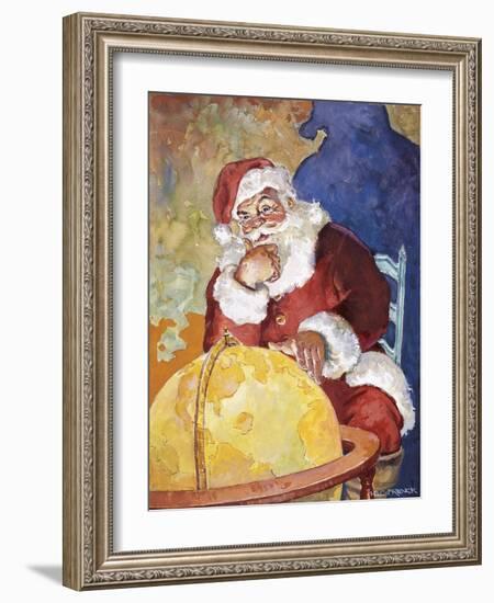 Santa with Globe-Hal Frenck-Framed Giclee Print