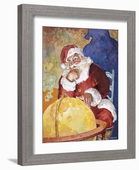 Santa with Globe-Hal Frenck-Framed Giclee Print