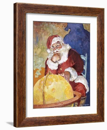 Santa with Globe-Hal Frenck-Framed Giclee Print