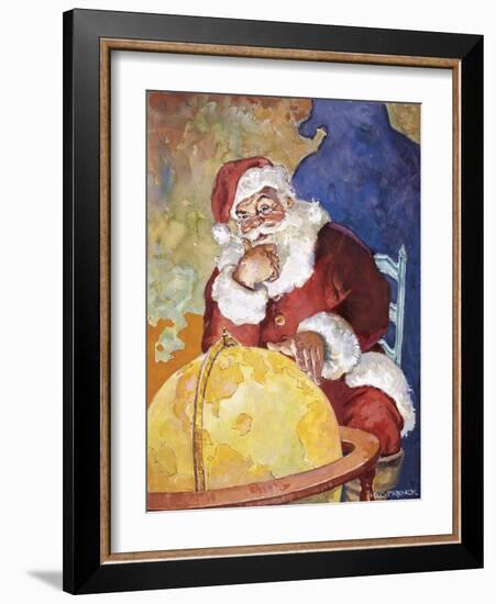 Santa with Globe-Hal Frenck-Framed Giclee Print