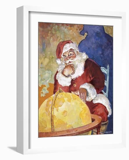 Santa with Globe-Hal Frenck-Framed Giclee Print